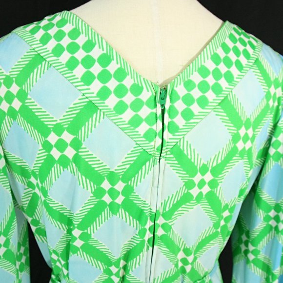 Vintage Collectors Anne Fogarty Checkered Long Sleeve Sheath Dress S M 1970s - Picture 9 of 12